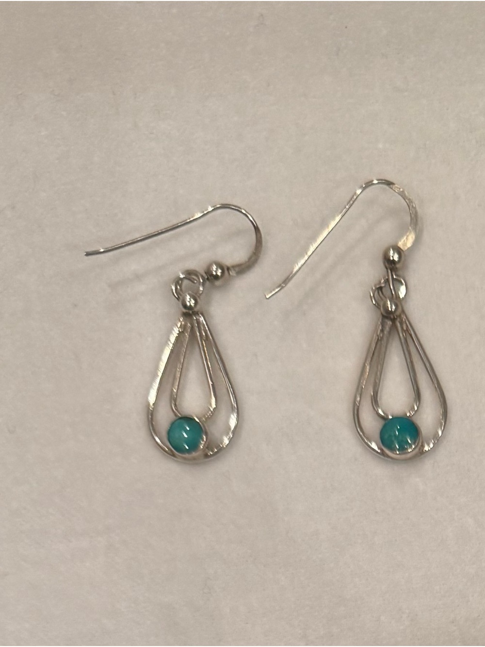 Sterling Silver Teardrop Earrings with Turquoise Accent